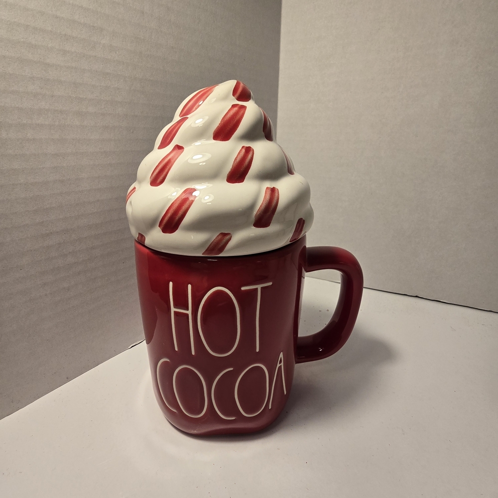 Rae Dunn Red Hot‎ Cocoa Mug with Cream Lid